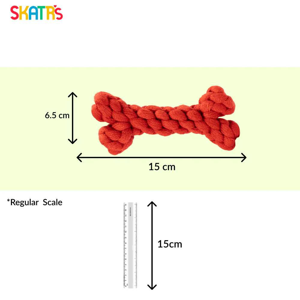 Skatrs Bone Shaped Rope Chew Toy for Dogs and Cats (Red) - Runbopad
