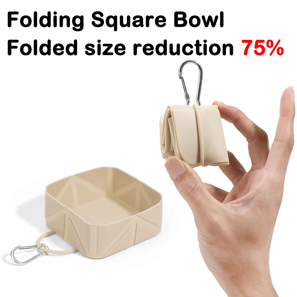 Pet Set Go  Foldable Square Bowl for Dogs (Pink) - Runbopad