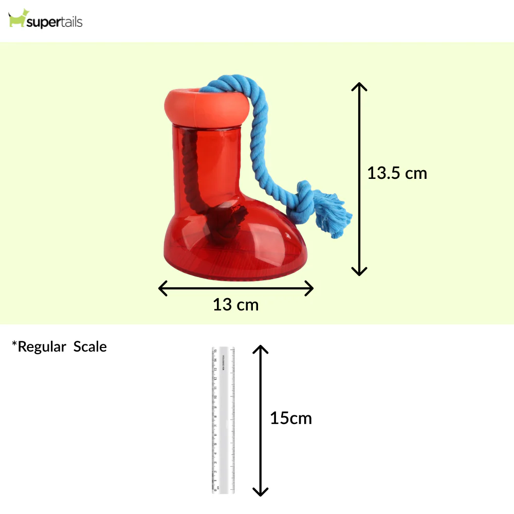 Talking Dog Club Big Boot Rubber and Rope Chew Treat Dispensing Toy for Dogs (Red) - Runbopad