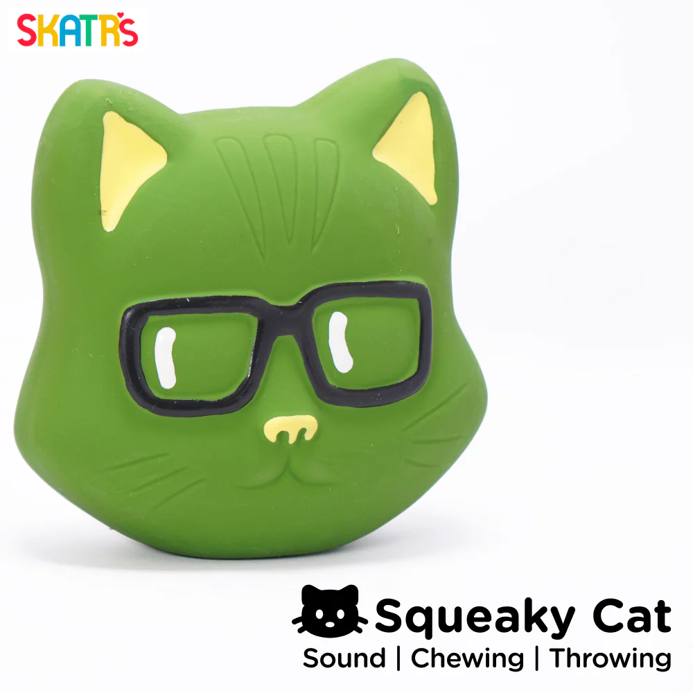Skatrs Latex Squeaky Cat Toy for Dogs and Cats (Green) - Runbopad