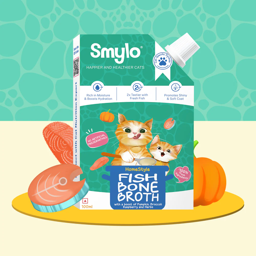 Smylo Hydration Rich Fish with Pumpkin, Broccoli and Raspberry Bone Broth for Cats - Runbopad