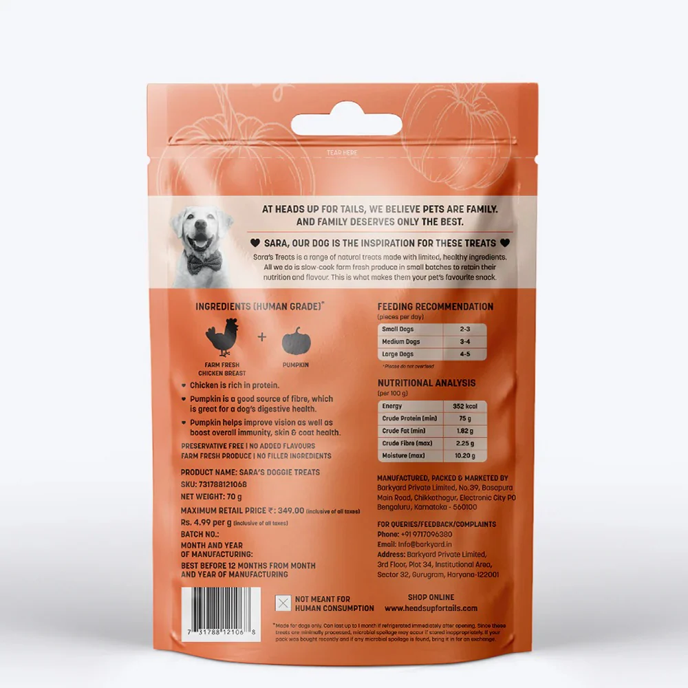 HUFT Sara's Doggie Chicken Jerky with Pumpkin Dog Treat - Runbopad