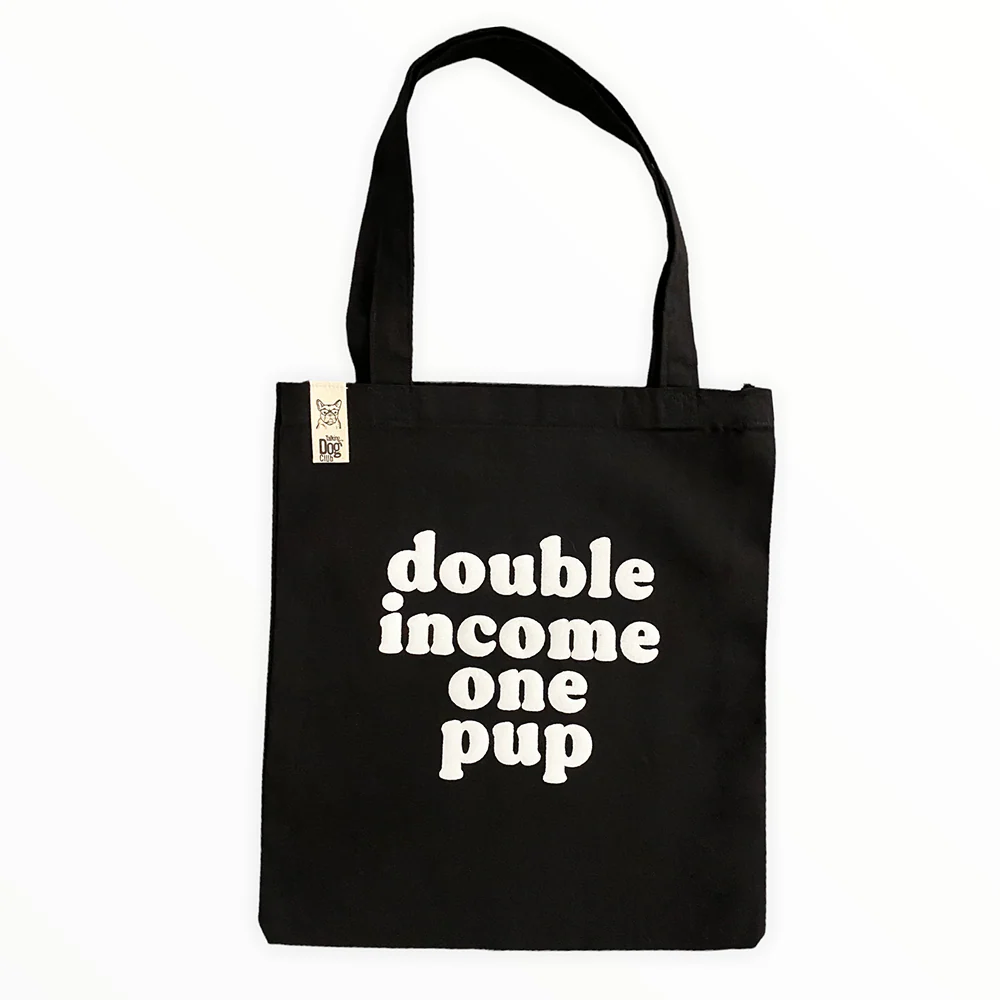 Talking Dog Club Double Income Single Pup Carry All Tote Bag for Women (Black) - Runbopad