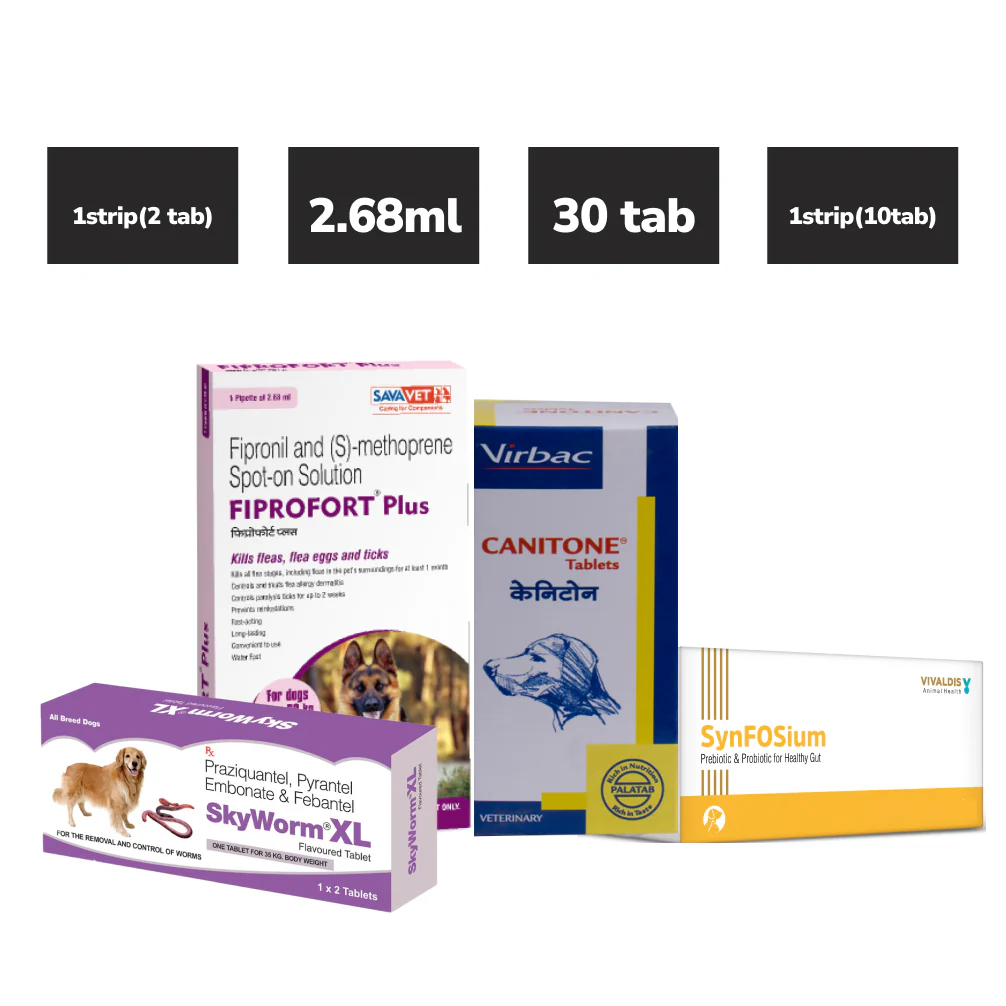 Preventive Care Kit Combo for Large Dogs (Dewormer + Spoton + Supplement + Probiotic) - Runbopad