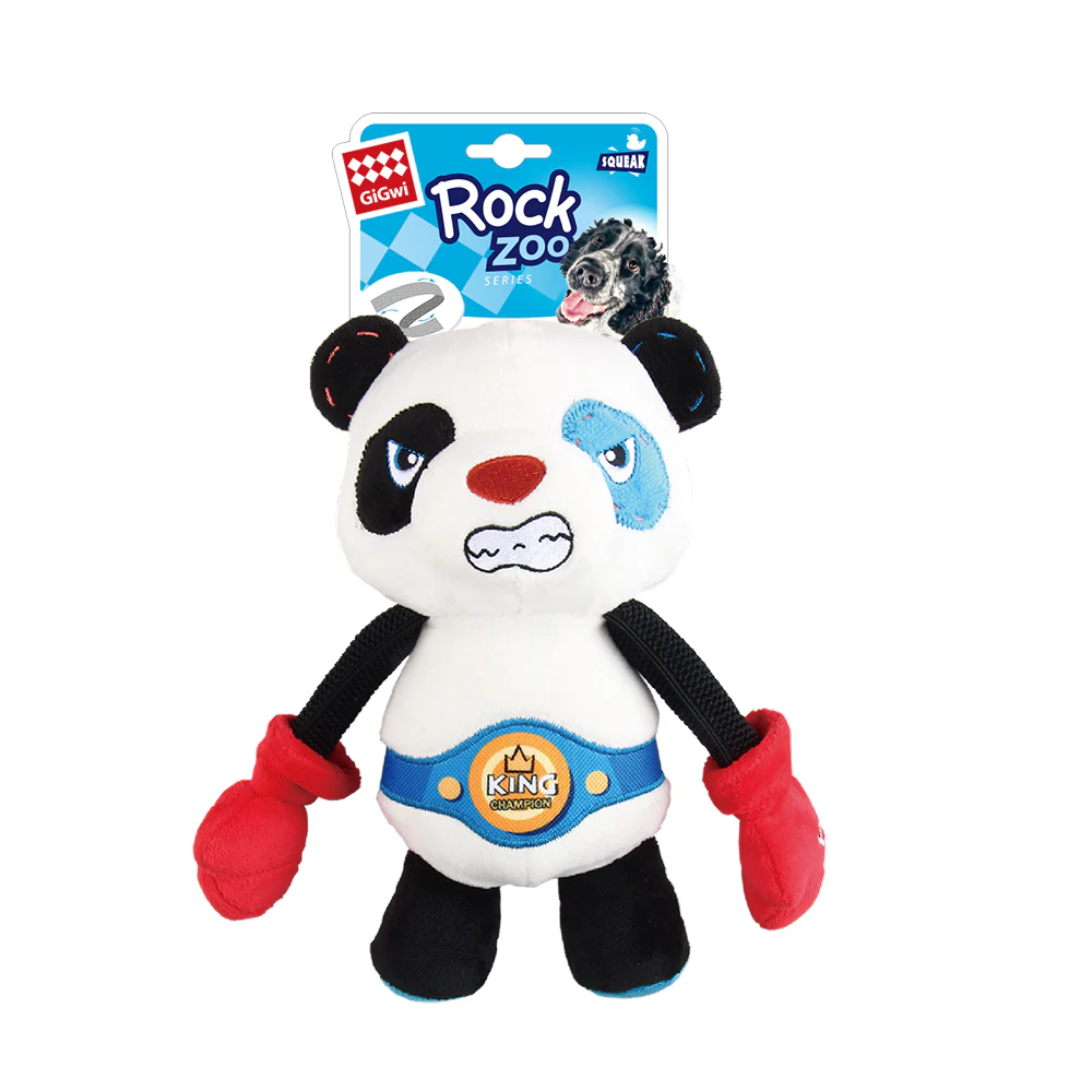 GiGwi Rock Zoo King Boxer Panda Toy for Dogs - Runbopad
