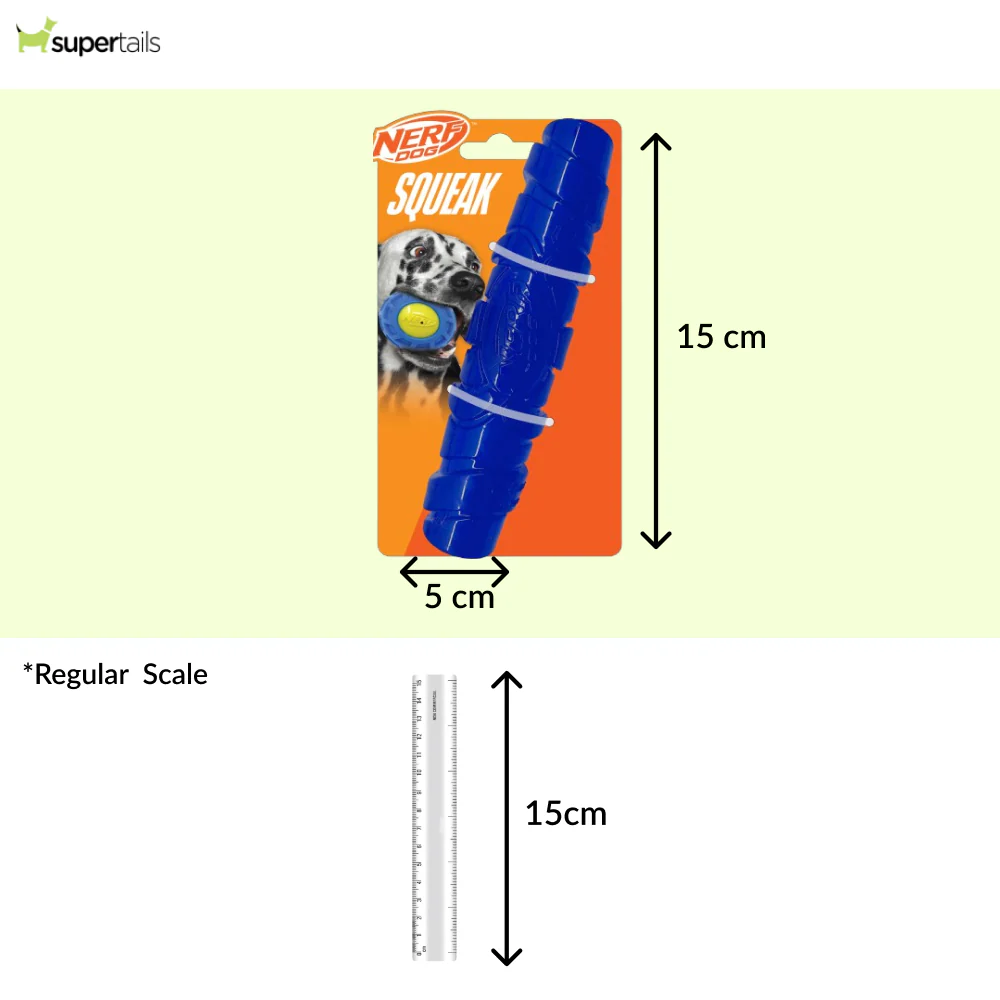 Nerf Dog Squeak Stick Toy for Dogs (Blue) - Runbopad