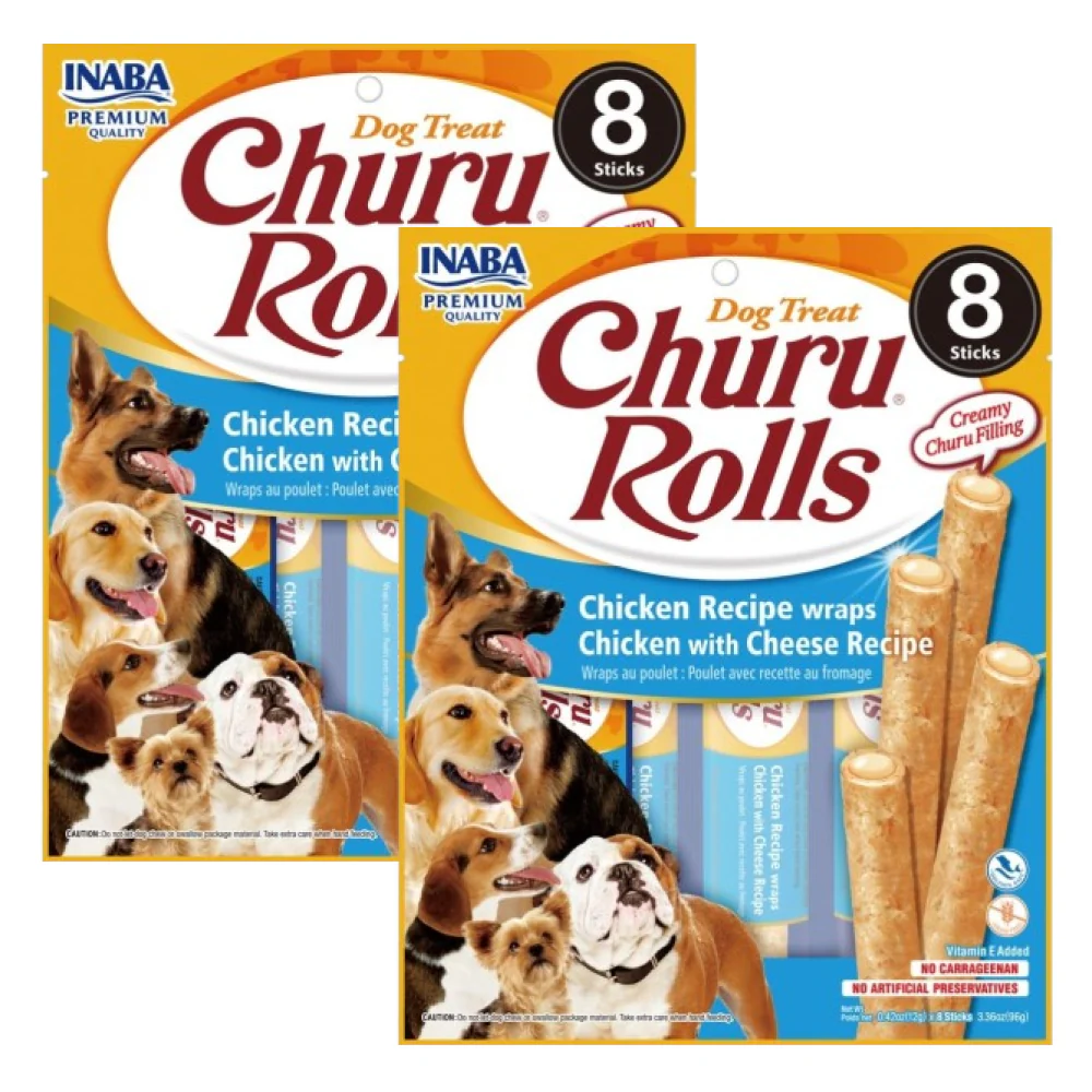 INABA Churu Roll Chicken Recipe Wraps Chicken with Cheese Recipe Dog Treats - Runbopad
