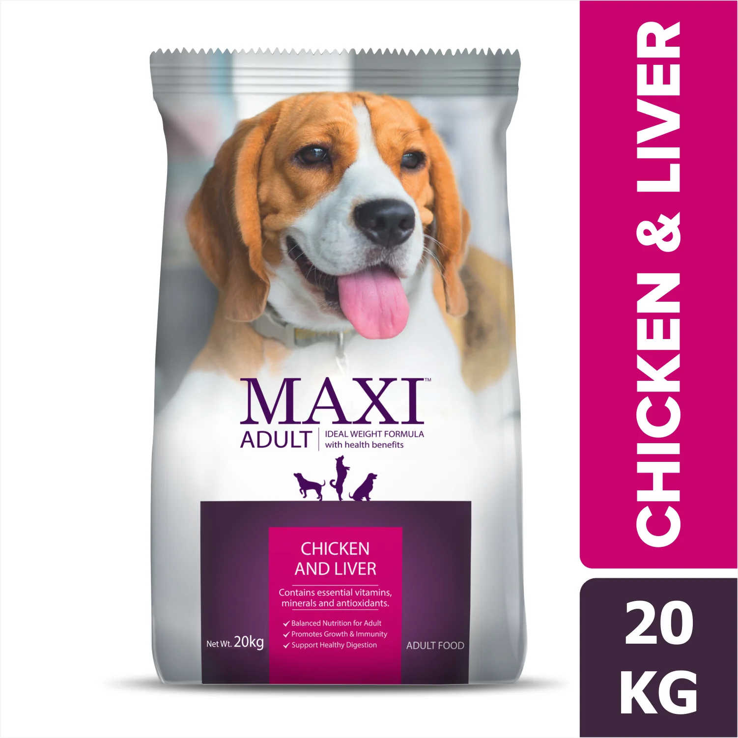 Maxi Adult Chicken and Liver Dog Dry Food - Runbopad