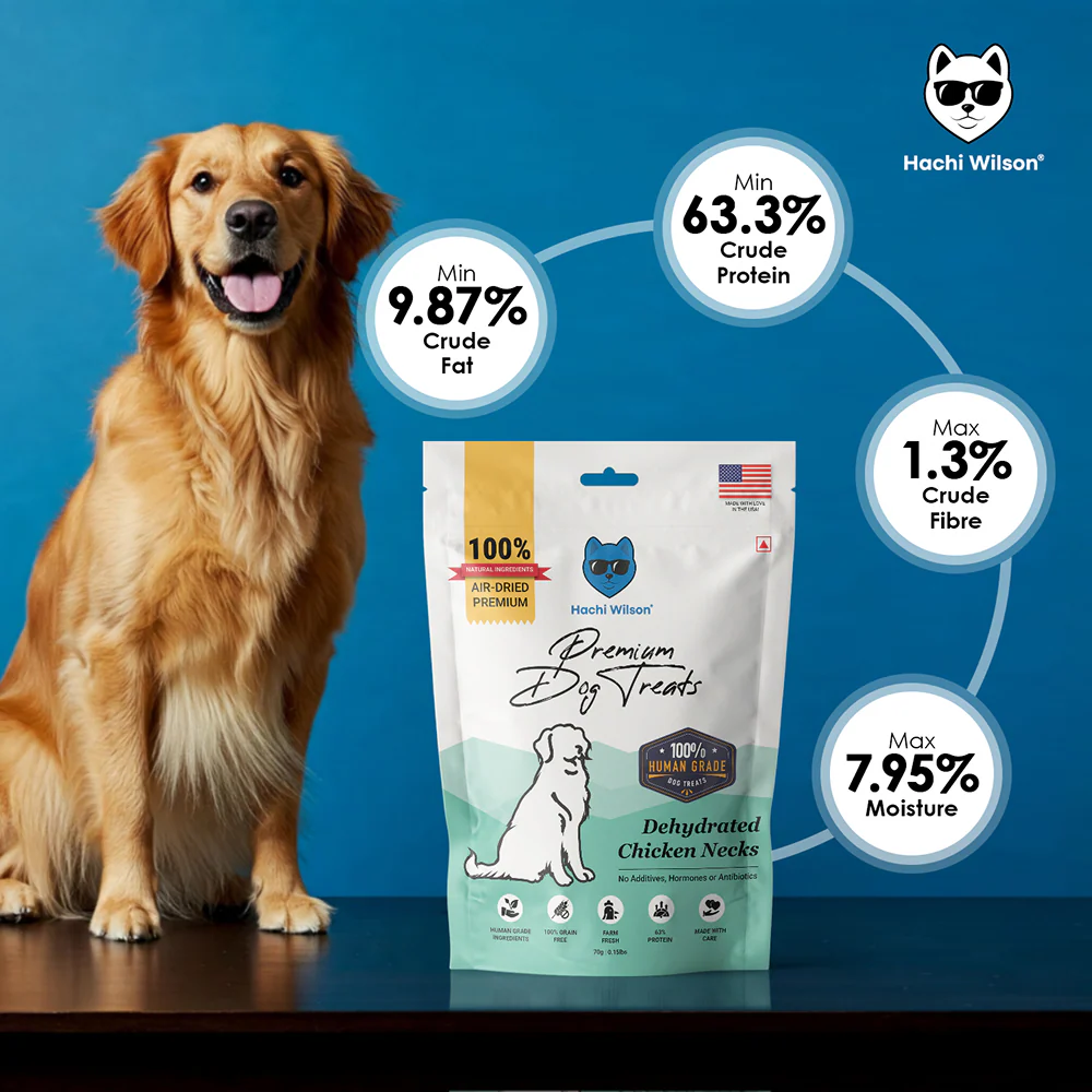 Hachi Wilson Premium Dehydrated Chicken Neck Jerky Dog Treat - Runbopad