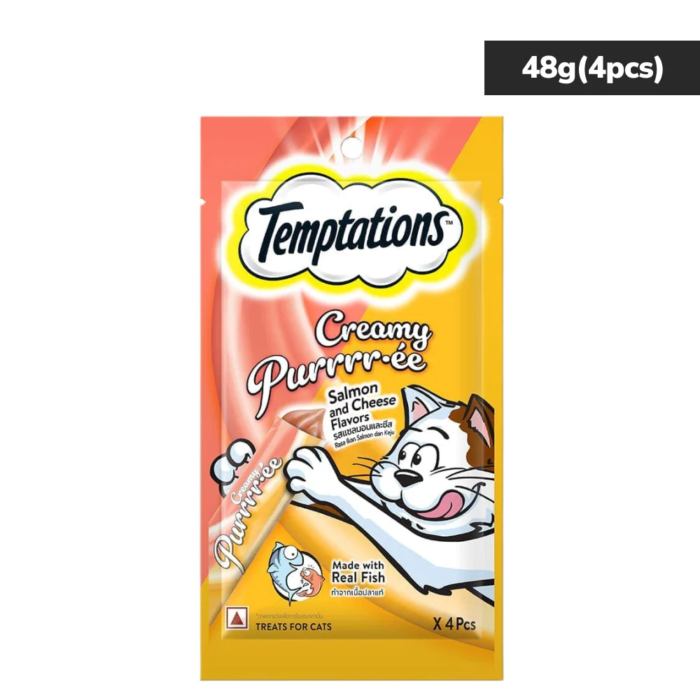 Temptations Creamy Purrrr ee Salmon & Cheese Cat Treats - Runbopad
