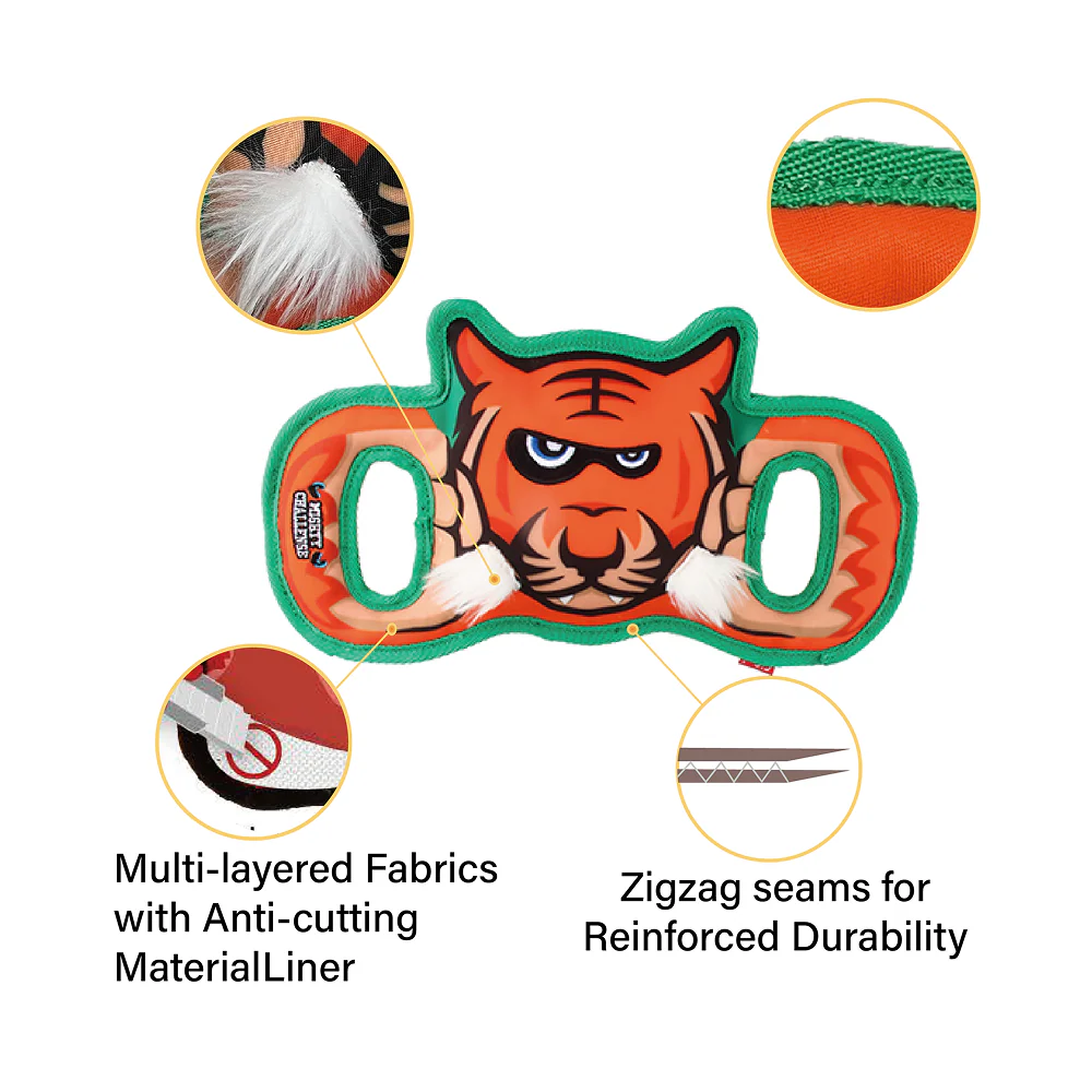 GiGwi Mighty Challenge Tiger Toy for Dogs (Orange/Blue) - Runbopad