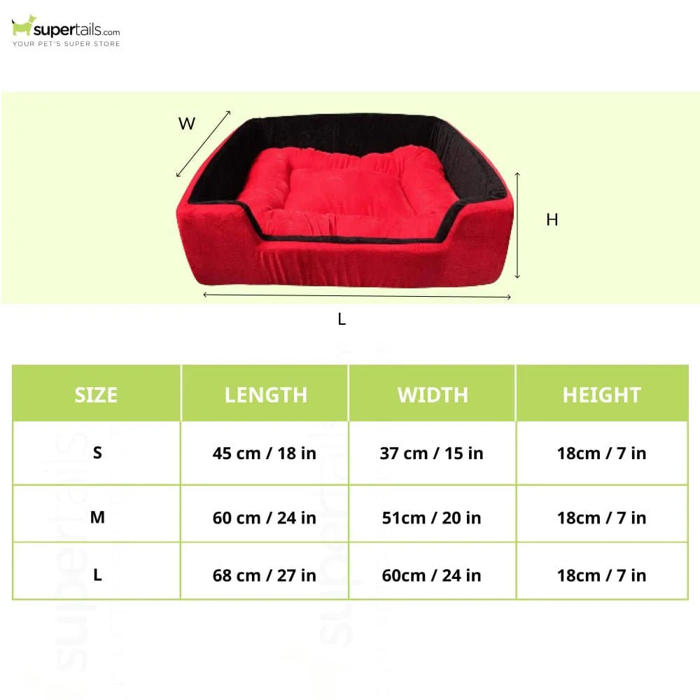 Hiputee Super Soft Dual Rectangle Velvet Bed for Dogs and Cats (Red Black) - Runbopad