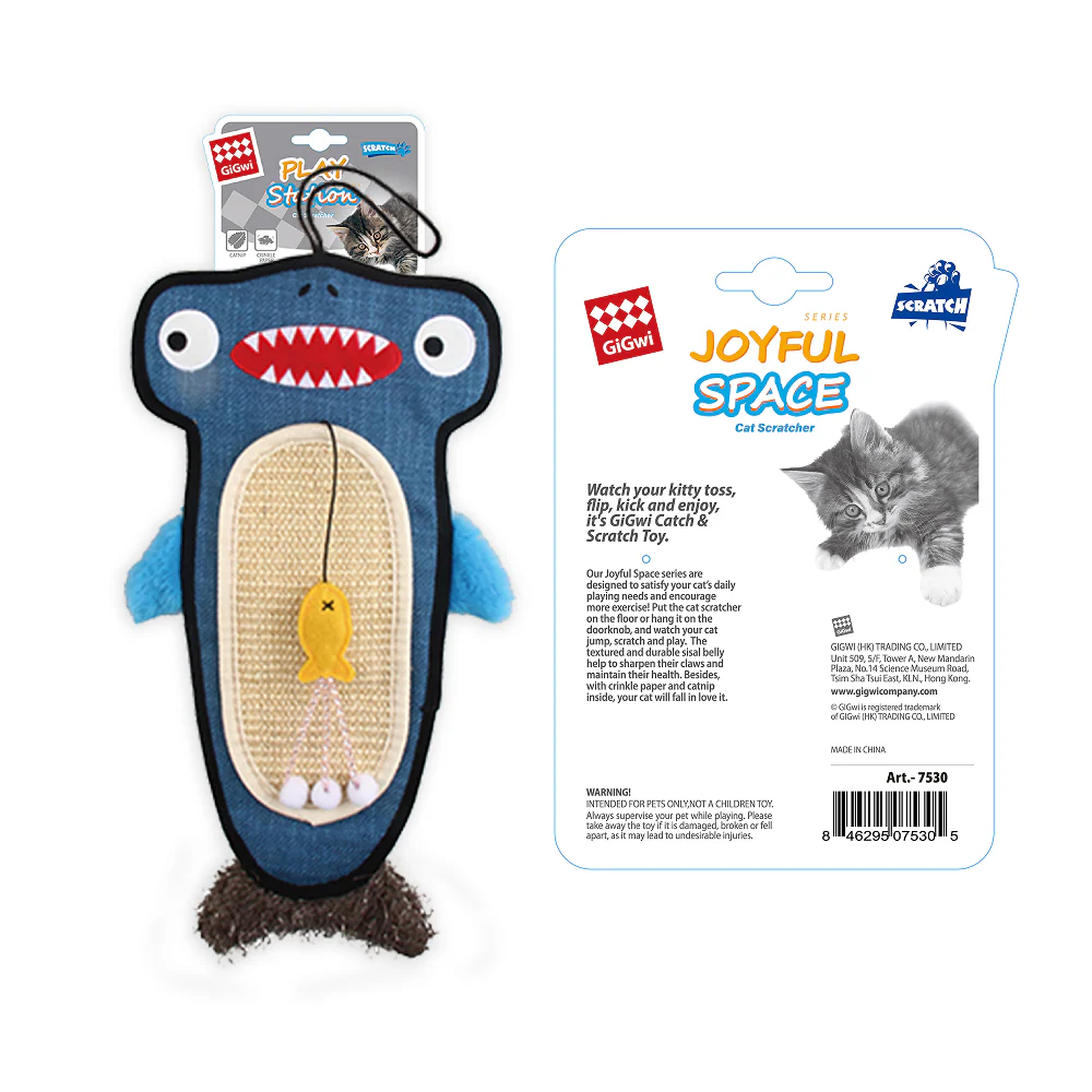 GiGwi Cat Scratcher with Catnip Alligator Toy for Cats (Blue) - Runbopad