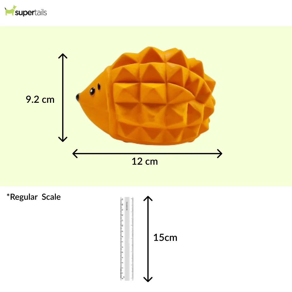 Squeeezys Latex Hedgehog Squeaky Chew Toy for Dogs (Orange) - Runbopad