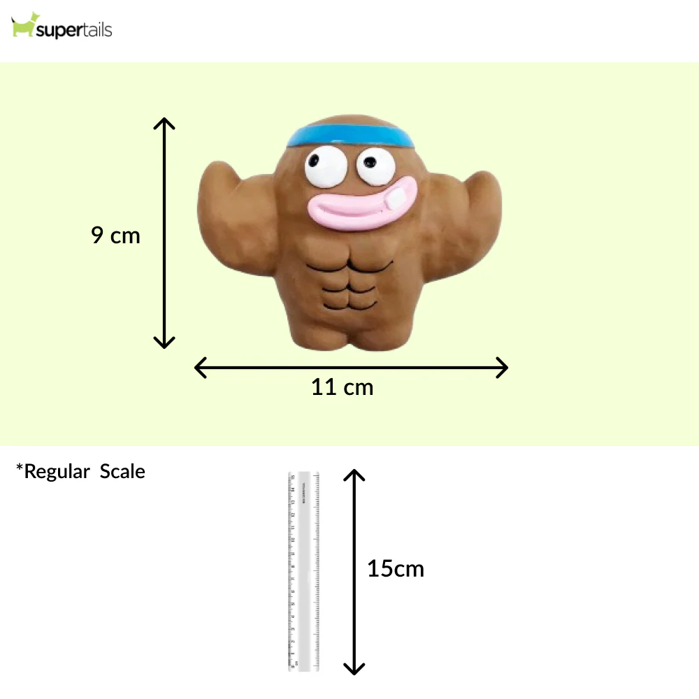 Squeeezys Latex Monster Brother Squeaky Chew Toy for Dogs (Brown) - Runbopad
