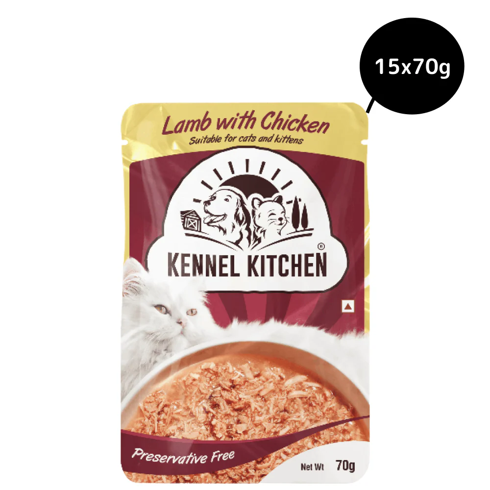 Kennel Kitchen Lamb with Chicken Shreds in Gravy Kitten and Adult Cat Wet Food (All Life Stage) - Runbopad