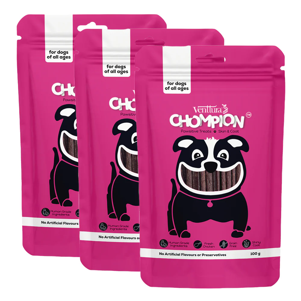 Venttura Chompion Pawsitive Skin and Coat Dog Treats - Runbopad