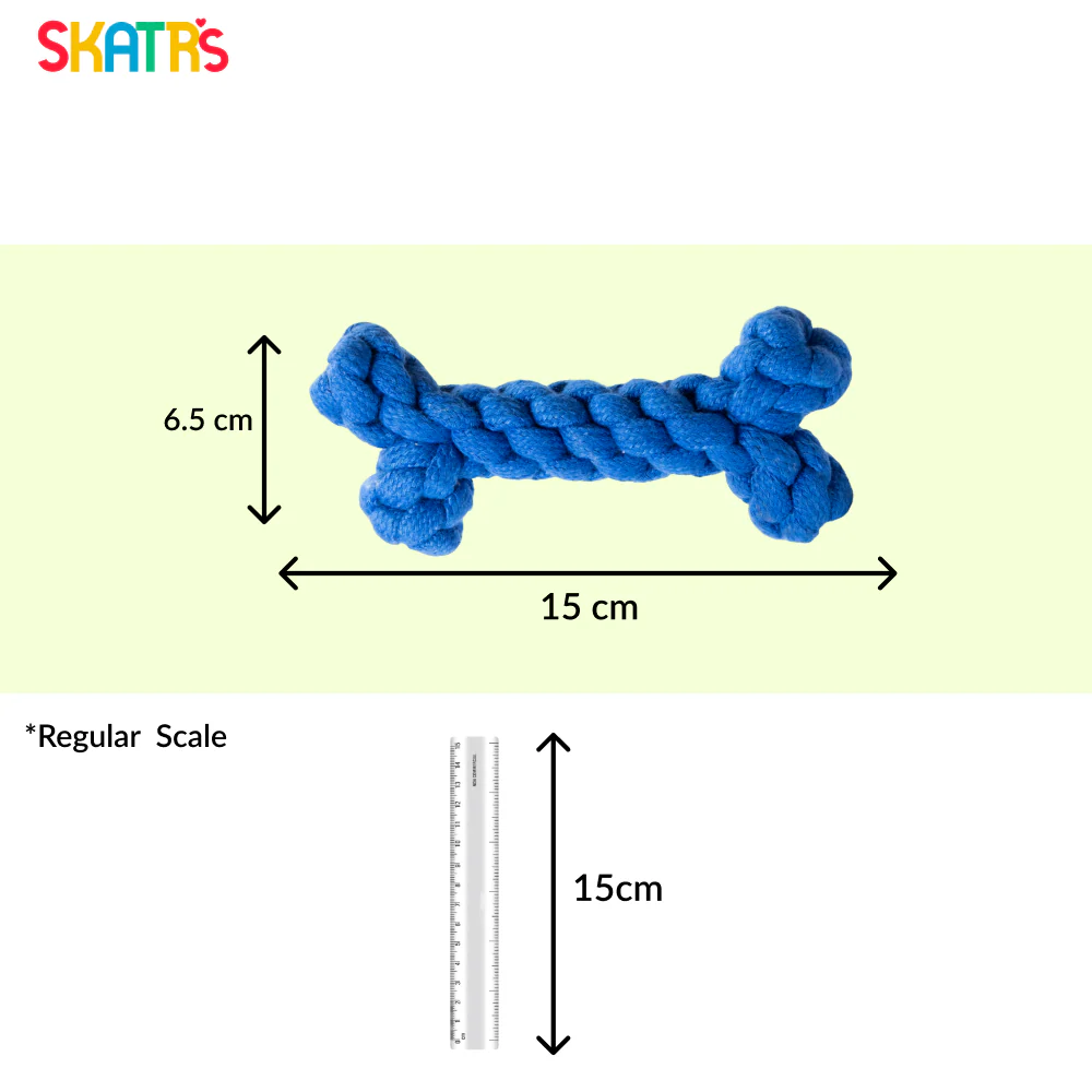 Skatrs Bone Shaped Rope Chew Toy for Dogs and Cats (Royal Blue) - Runbopad