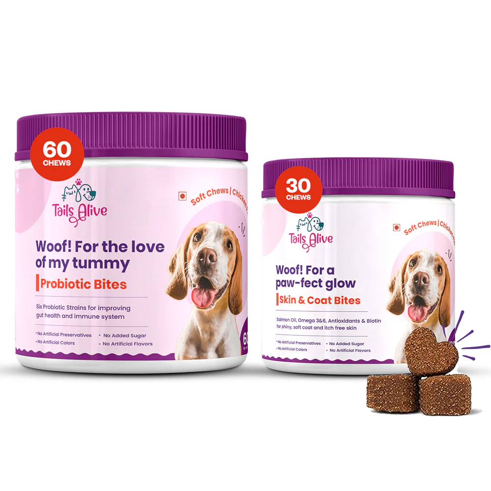 TailsAlive Probiotic Chicken Flavor and Skin & Coat Soft Chews Supplements for Dogs - Runbopad