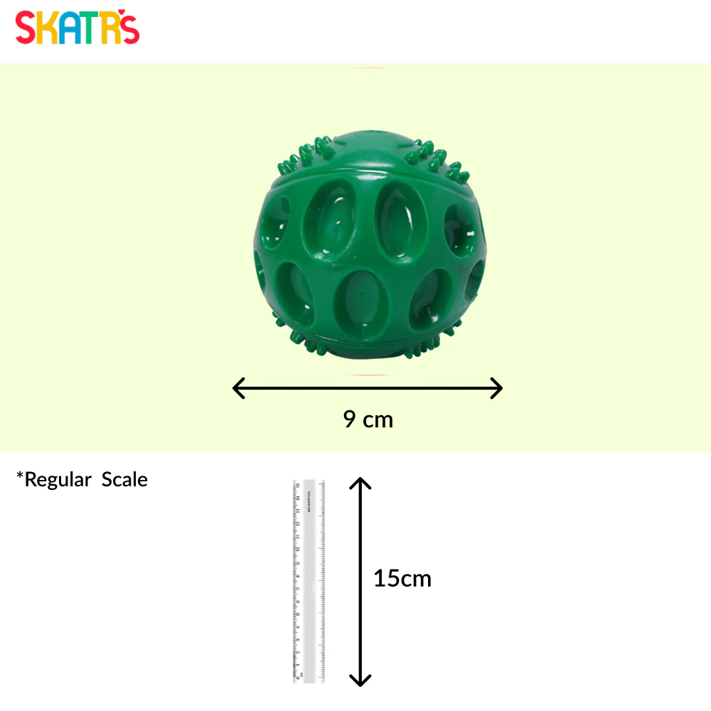 Skatrs Rubber Squeezy Ball Toy for Dogs and Cats (Green) - Runbopad
