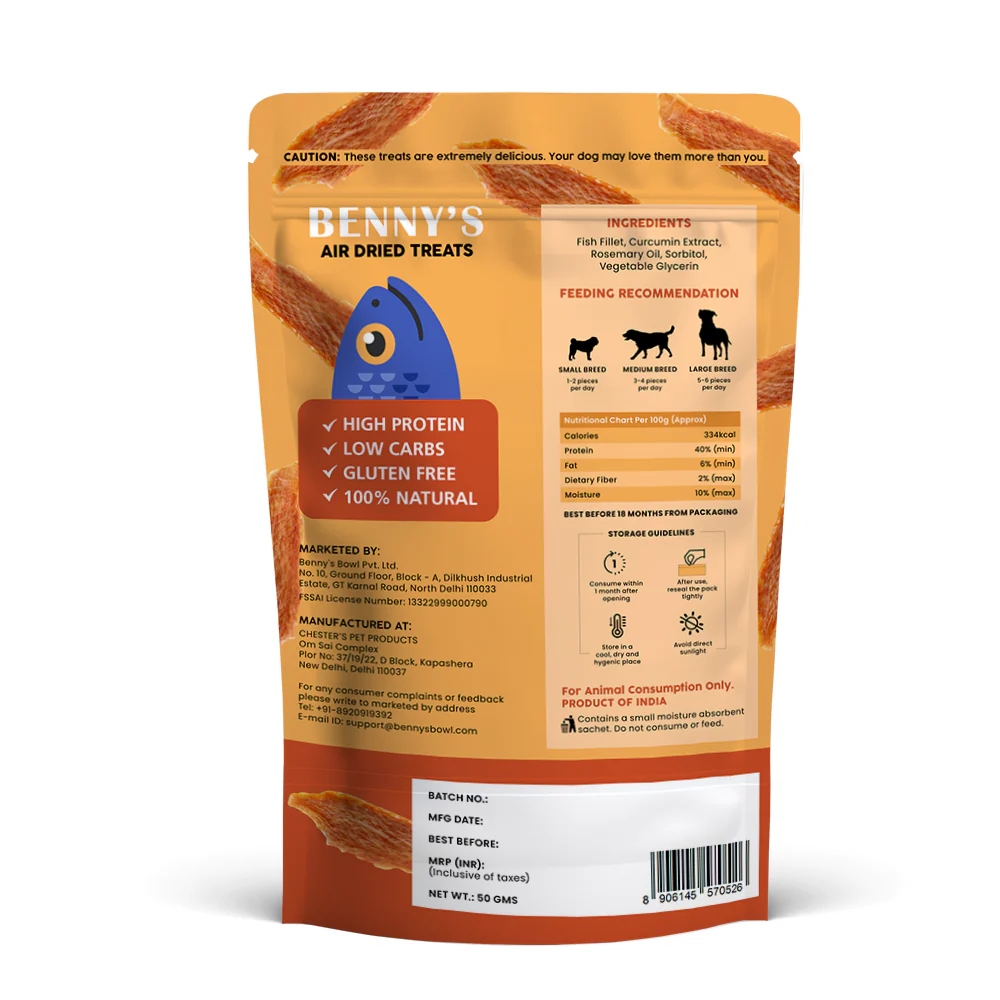 Bennys Bowl Fish and Herbs Jerky Dog Treats - Runbopad